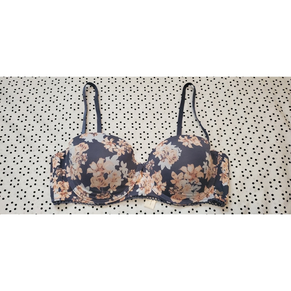 Blue with Flowers Bra/Strapless